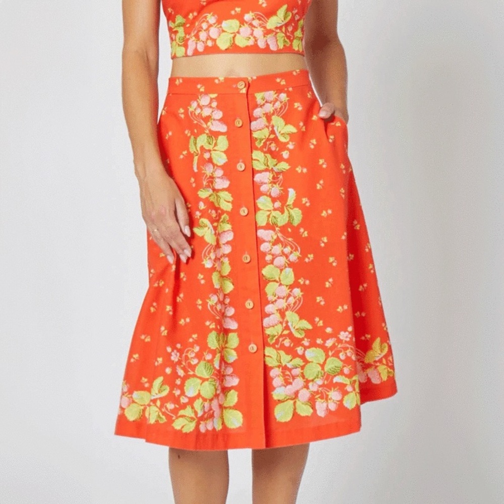 Rachel Antonoff Tali Skirt Strawberries Border Berries NWOT